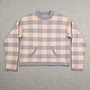 Anthropologie Sweater Small Purple Plaid Saturday Sunday Pullover Mock Neck